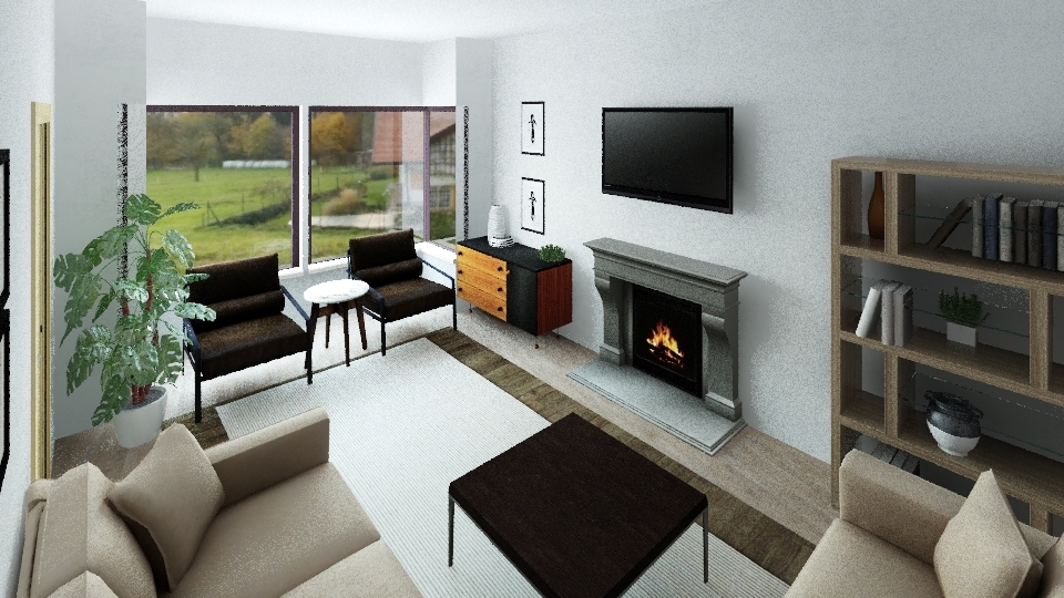 lounge with fireplace and corner sofa 3d design renderings