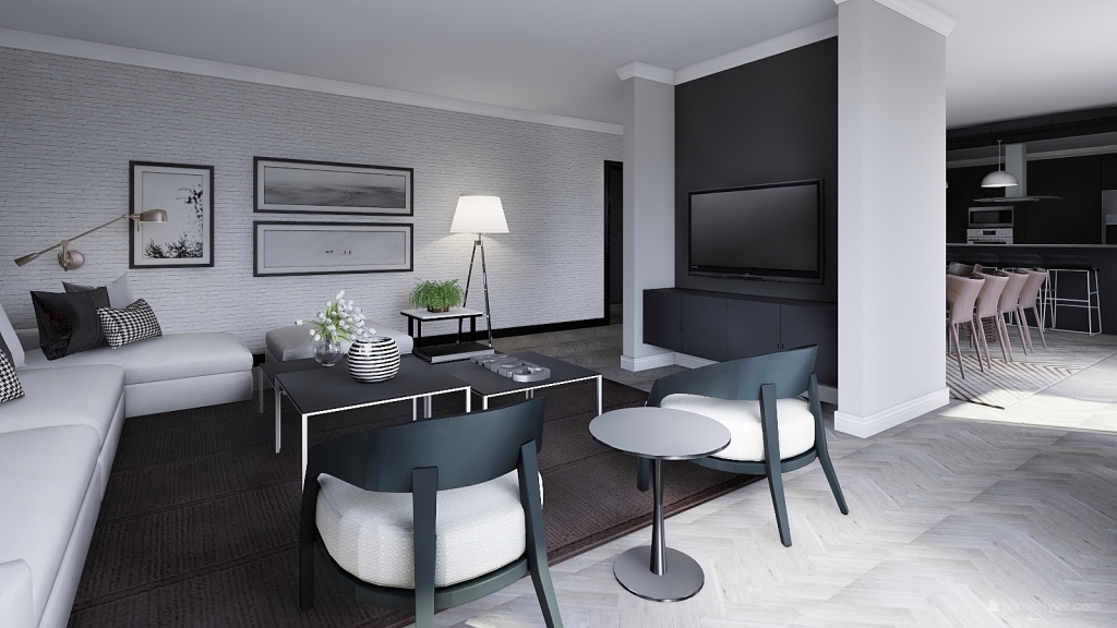 Charcoal Apartment Cole 3d design renderings