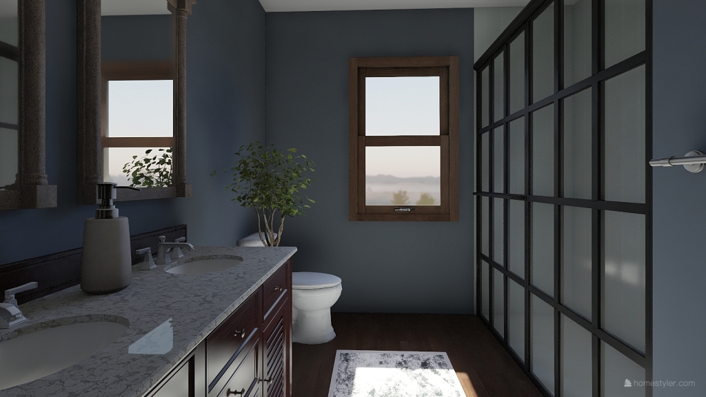 gray blue bedroom 3d design renderings