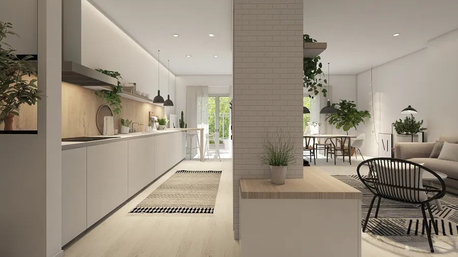 Industrial Bohemian Contemporary Casa Chic!  WoodTones Beige 3d design renderings