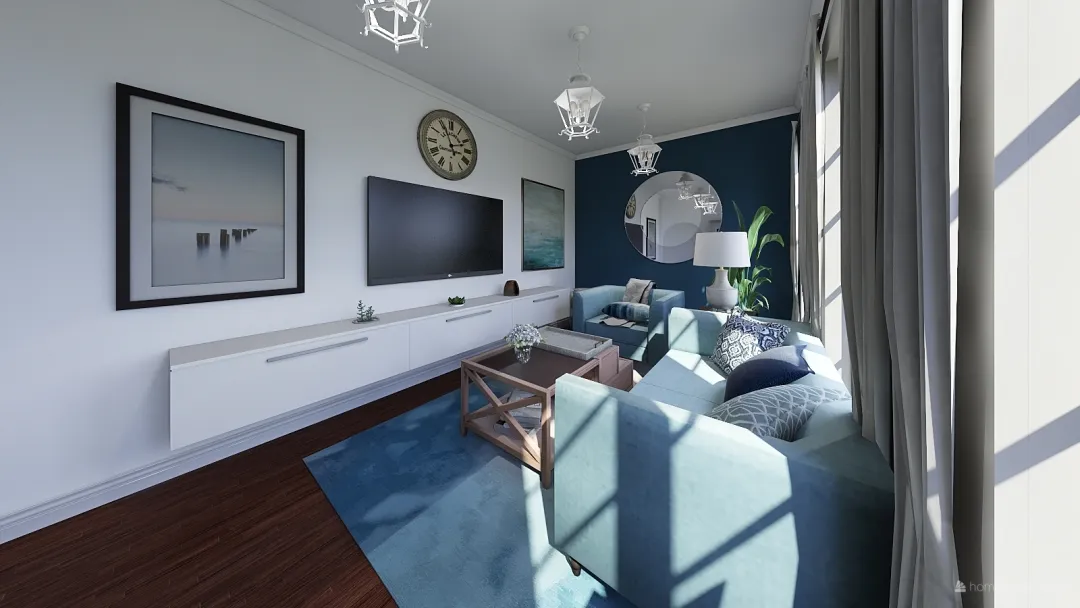 Sala estilo nautico 3d design renderings
