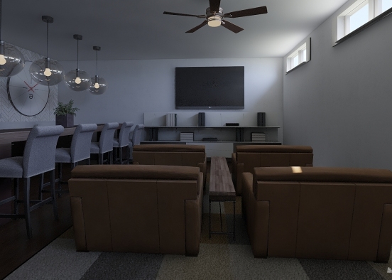 Man Cave and Basement Suite Design Rendering