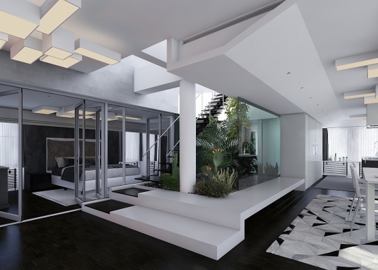 Modern Contemporary casa bianco e nero Design Rendering