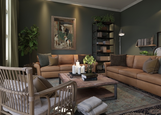 A mid century modern living room for vintage contest Design Rendering