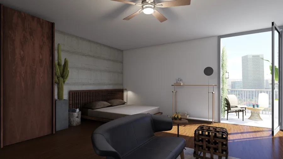 Green Studio with Terrace 3d design renderings