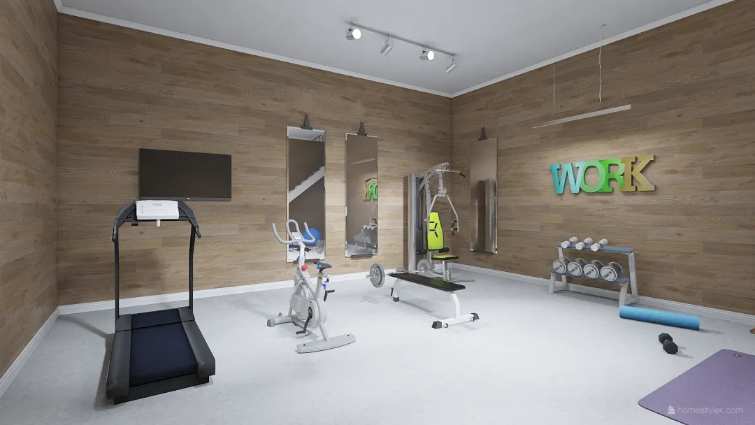 Basement Gym 3d design renderings
