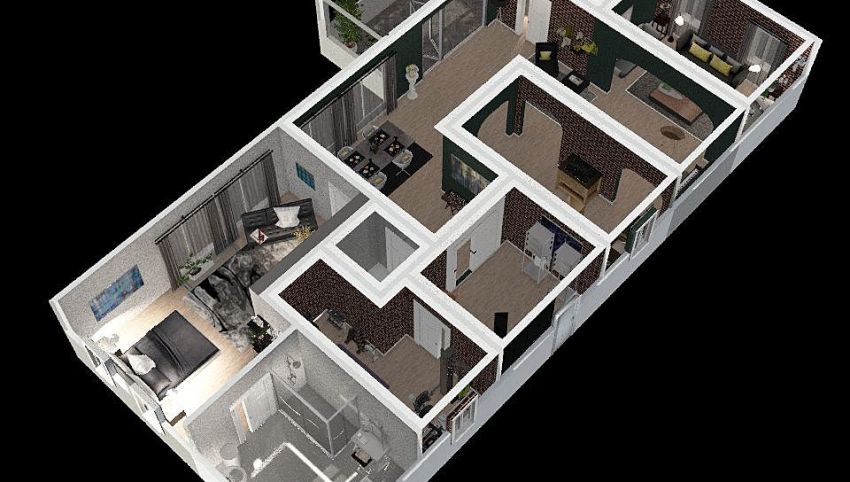 One Bedroom Apartment 3d design picture 202.28