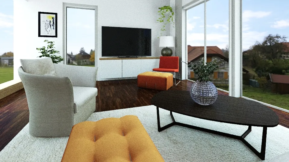 living room fire place corner 3d design renderings