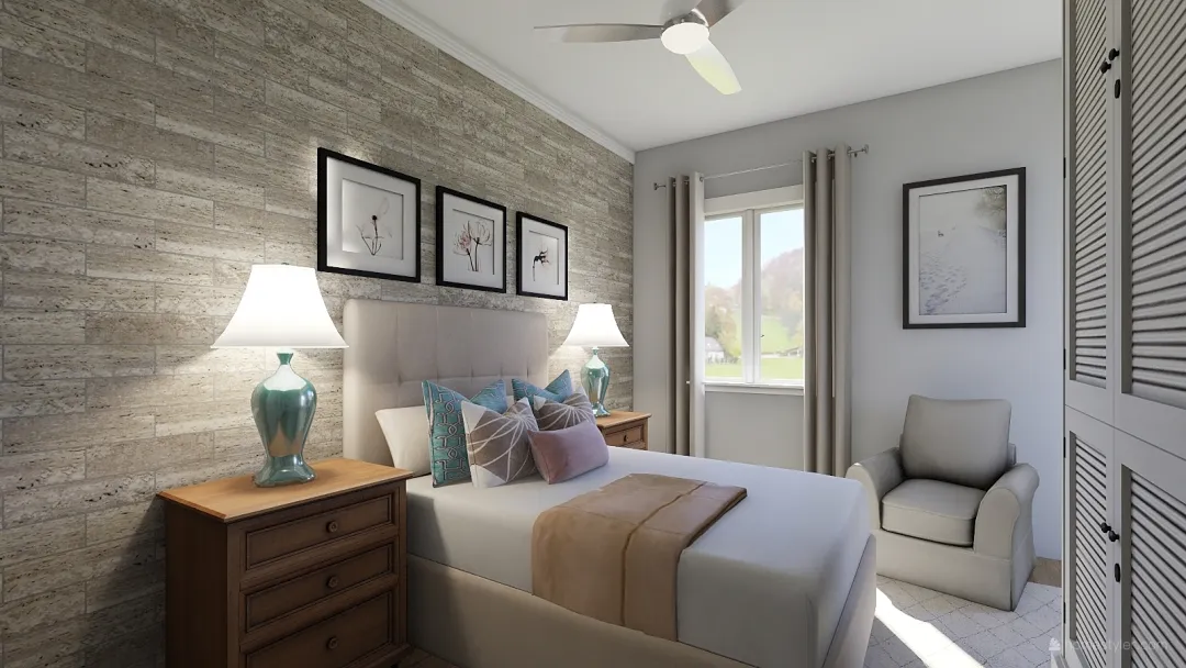 dormitorio en L 3d design renderings