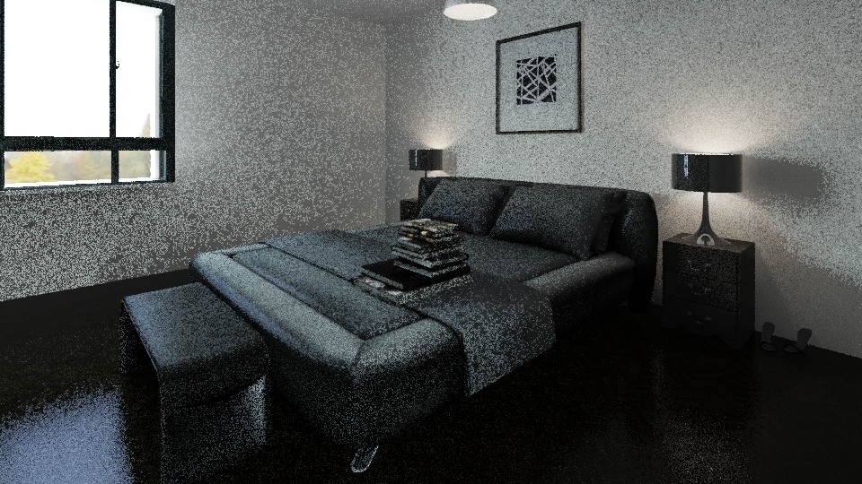 Black and White Fashion Bedroom 3d design renderings