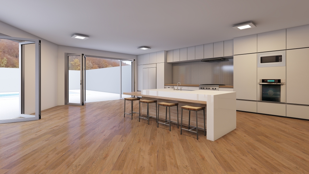 Indoor-outdoor modern open concept 3d design renderings