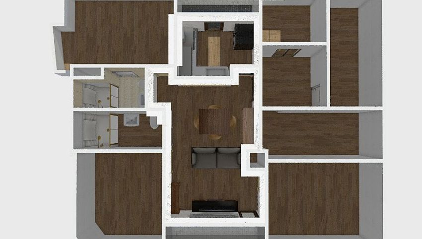 5樓三房設計廚房和客廳 3d design picture 104.33