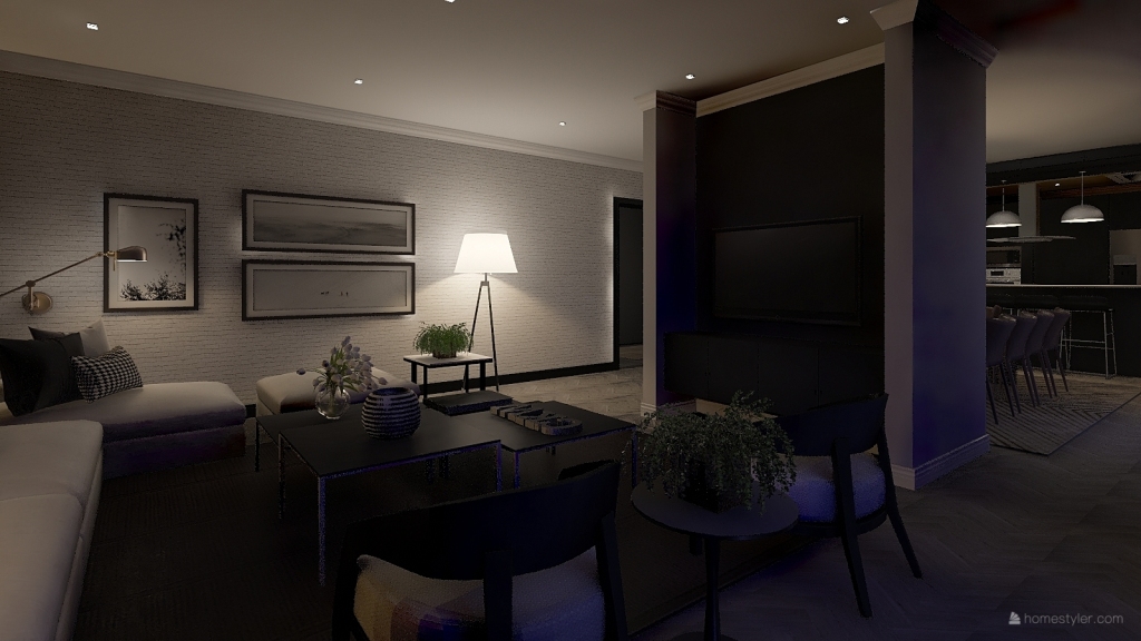 Charcoal Apartment Cole 3d design renderings