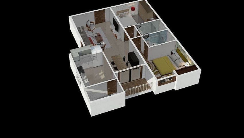 SH_TYPE 2A_2BHK 3d design picture 77.01