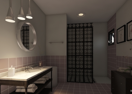 banheiro rosa Design Rendering