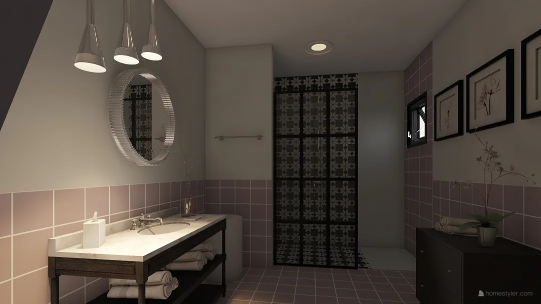 banheiro rosa 3d design renderings