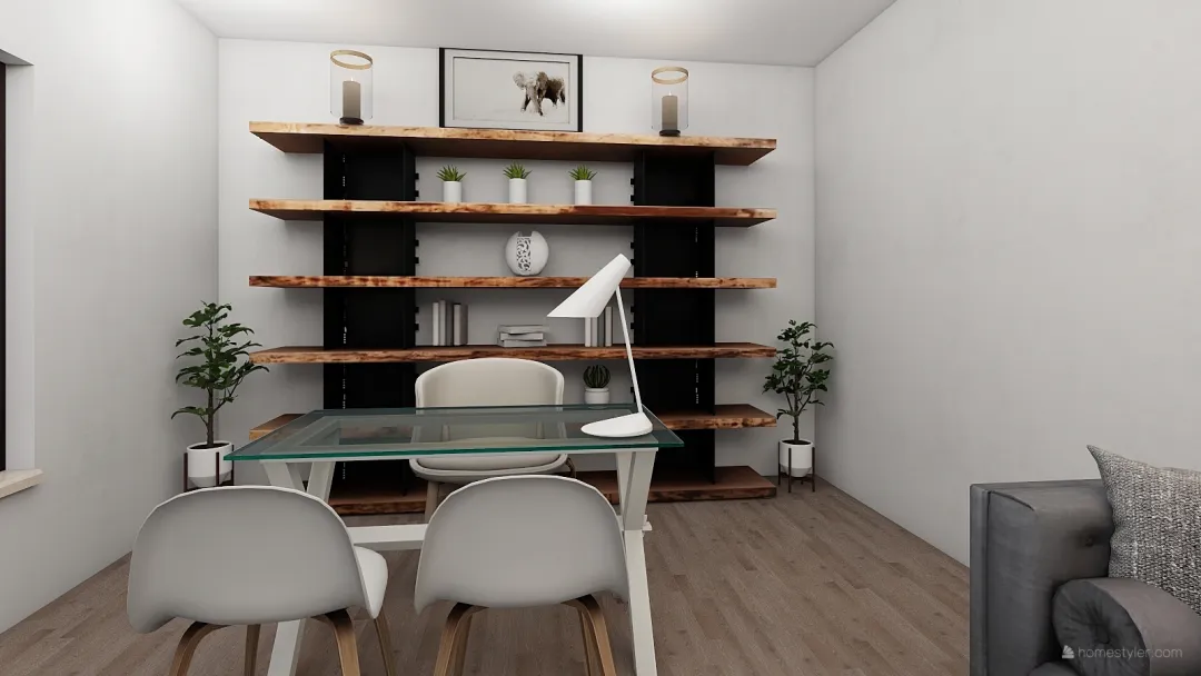 living/work room 3d design renderings