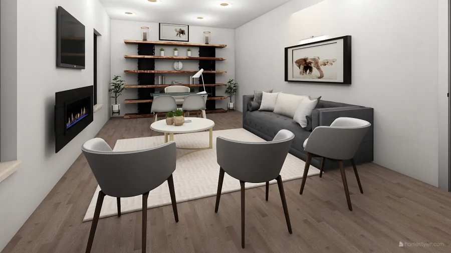 living/work room 3d design renderings