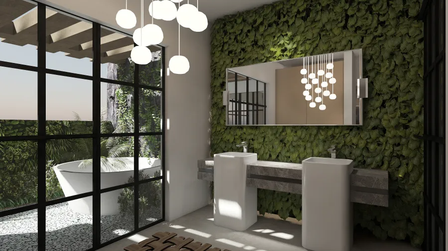 Rustic Beige Bathroom 3d design renderings