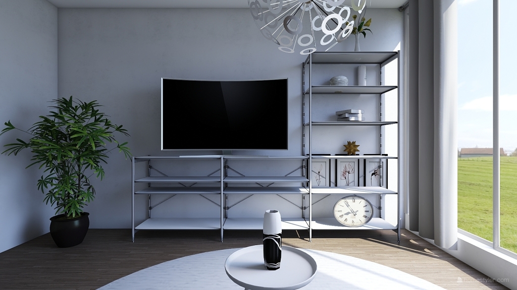 small white and black living room 3d design renderings