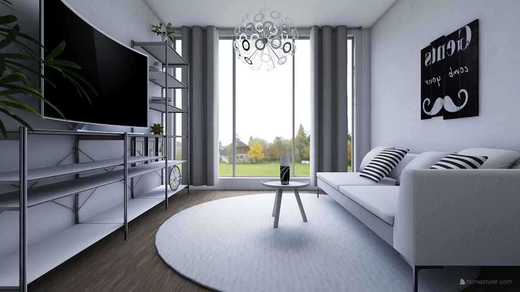 small white and black living room 3d design renderings