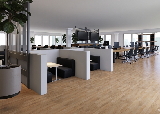 Modern Office Open Space Concept  Design Rendering