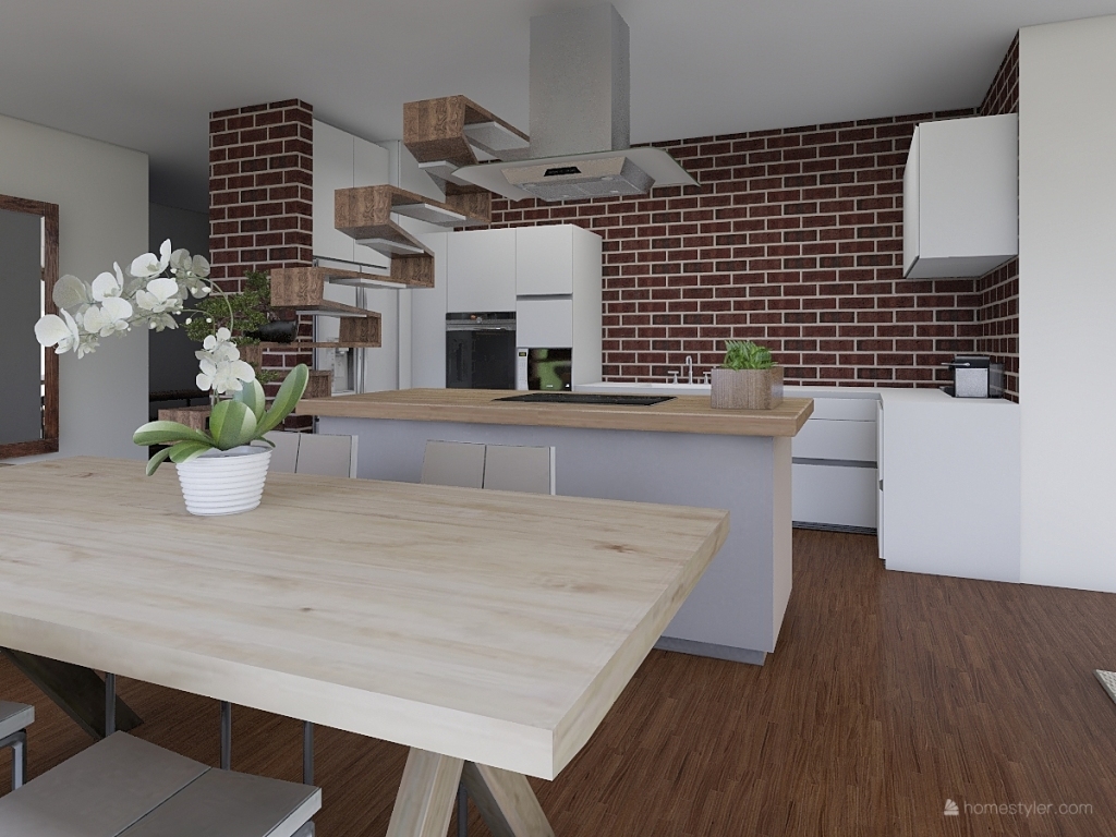 House designed in brown and white color w/ garage 3d design renderings