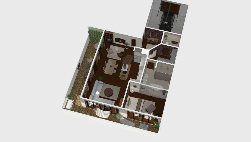 House designed in brown and white color w/ garage 3d design picture 179.93
