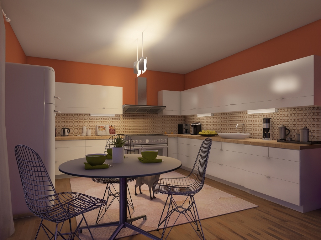 Contemporary Modern vila 2 Blue Orange Beige EarthyTones 3d design renderings