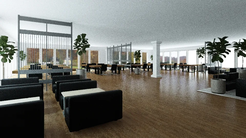 Modern Office Open Space Concept - 2 3d design renderings