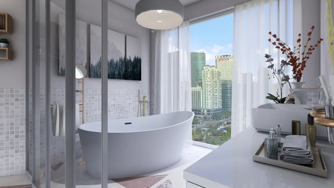 Light Pink Bathroom 3d design renderings