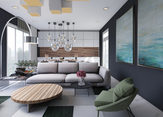 Modern Contemporary living Design Rendering