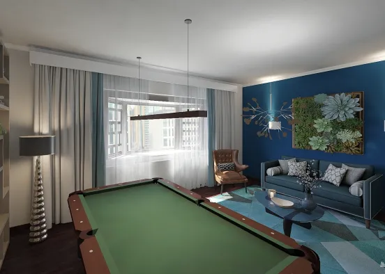 # Green and blue living room Design Rendering