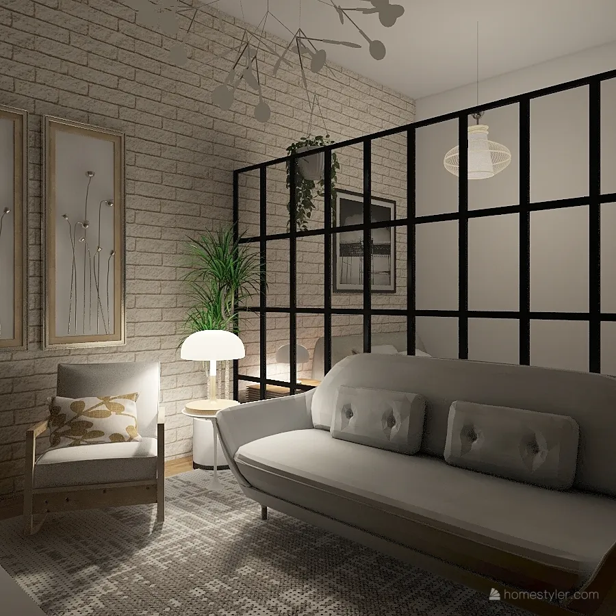 Small apartment for one person 3d design renderings