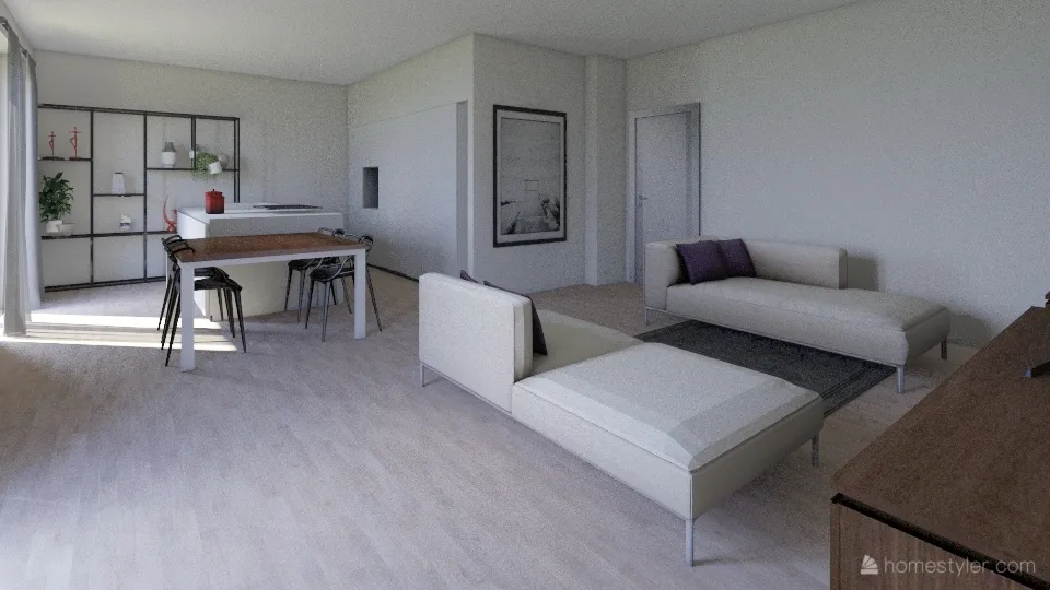 Casa con isola lunga 3d design renderings
