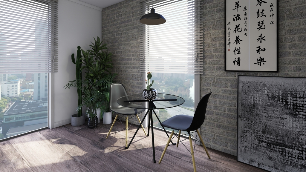 Industrial Modern Asian Black and White Apartment Black White 3d design renderings