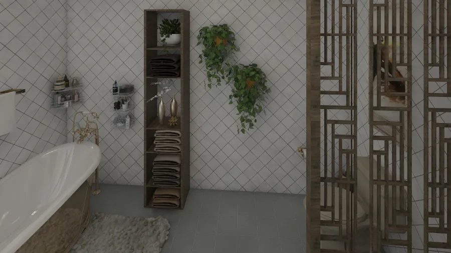 ArtDeco Blue White Grey Yellow Bathroom 3d design renderings