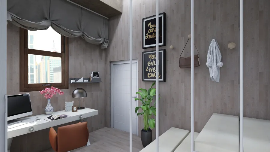 Modern Grey EarthyTones Beige Master Bedroom 3d design renderings