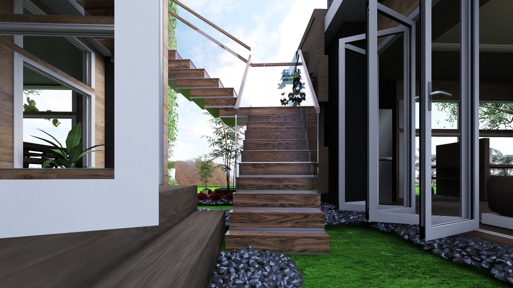 Modern TropicalTheme Rest House  WoodTones 3d design renderings