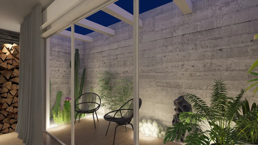 Interrato con giardino 3d design renderings