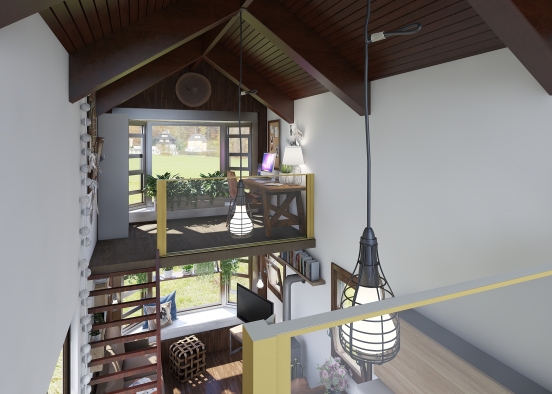 Rustic Farmhouse Off-Grid Tiny Home Design Rendering