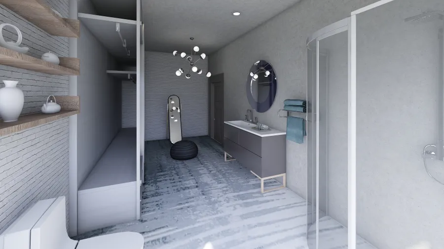Industrial Modern Grey Blue Floor-Plan 3d design renderings