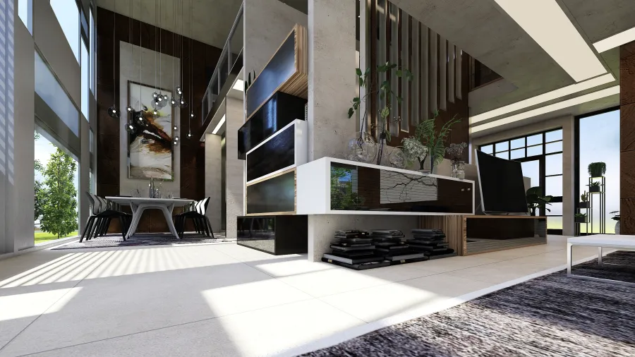 Modern Beige WoodTones Black White Unnamed space 3d design renderings