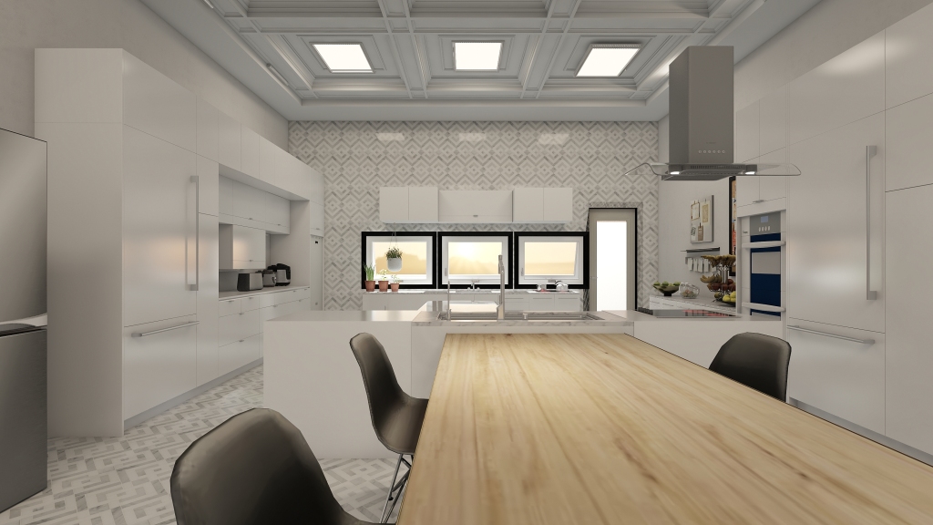 Traditional ArtDeco Industrial White Black Red Unnamed space 3d design renderings