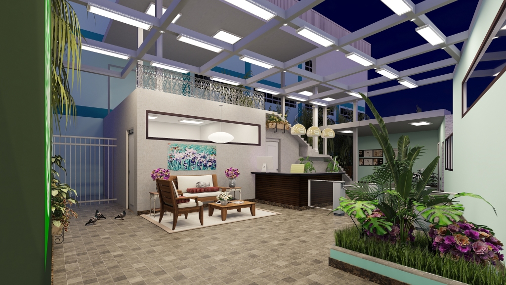 Modern TropicalTheme Green Blue Unnamed space 3d design renderings