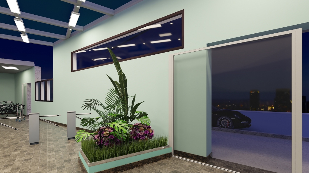 Modern TropicalTheme Green Blue Unnamed space 3d design renderings