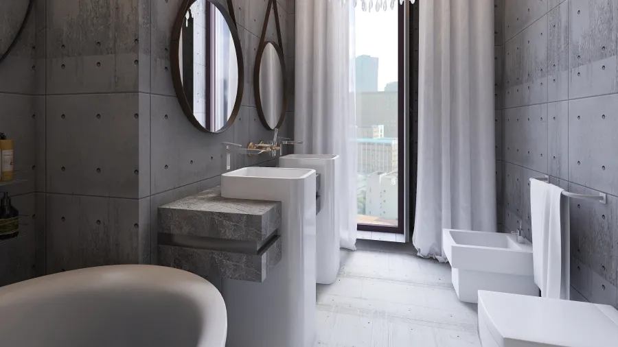 Contemporary Modern Black White Grey Bathroom 3d design renderings