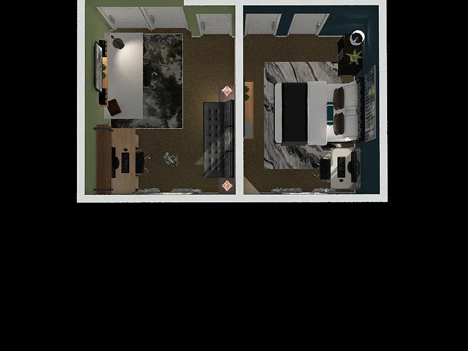 Finished apartment design plan. 3d design renderings