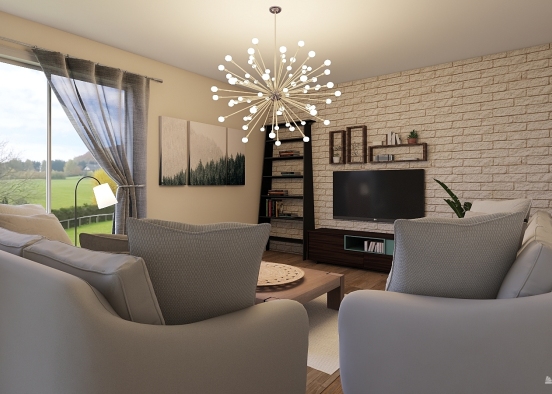 kitchen and living room Design Rendering