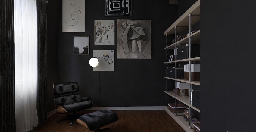 Mid century apartment Interior Design Render
